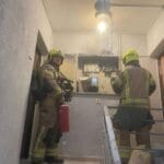 שרפה של ארון חשמל במבנה מגורים ברחוב ז'ורס (צילום: כבאות והצלה)