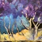 רותי סגל – מעבודותיה: עצים בכחול (צילום: רחלי אורבך)