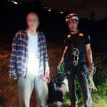 חיפה: חילוץ אדם שהידרדר לואדי בעקבות כלבו (צילום: כבאות והצלה)