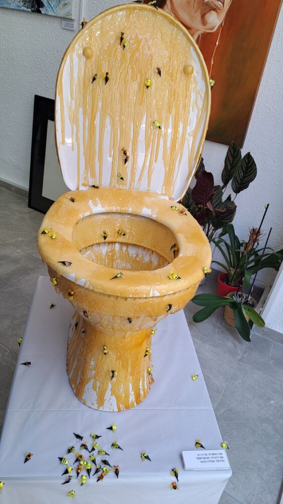 גלריה מוחין - עבודת מריה דוב - "מורידים את המים" Flush the water (צילום: רחלי אורבך)