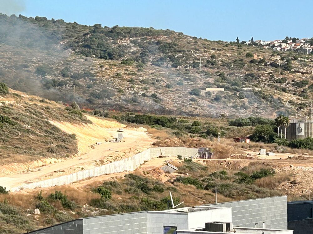 שרפה בשטח פתוח במערב חיפה (צילום: כבאות והצלה)