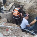 תאונת עבודה – פועל נלכד בתעלת חפירה (צילום: איחוד הצלה)