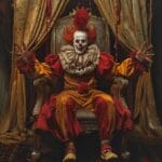 A_clown_king_on_a_throne