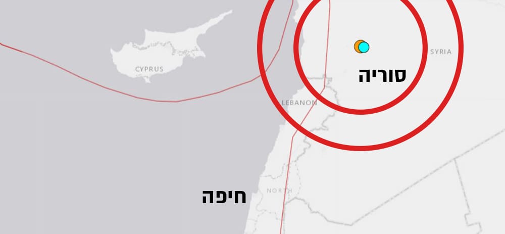 רעידות אדמה הורגשו בחיפה בלילה שבין יום ב' ליום ג' 13/8/24 (מקור: אתר הניטור האמריקאי usgs)