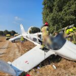 זירת התרסקות מטוס קל באזור כפר גליקסון (צילום: מד"א)