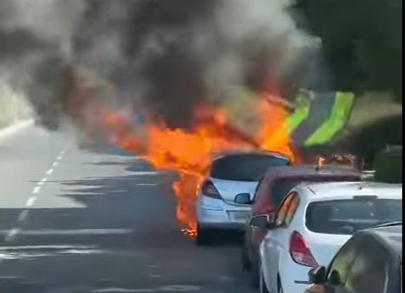 שריפת רכב בחיפה (צילום: כבאות והצלה)