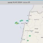 מכ"ם הגשם לשעה זו – ענני גשם בדרכם אלינו לקראת שקיעה – גשם קל בדרכו לחיפה – תמונה של ענן גשם בשקיעה – 3/11/24