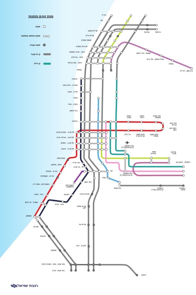 רכבת ישראל - האצת פרויקט החשמול - מפת קווים ותחנות, מוצאי שבת, החל מ- 7.12.24