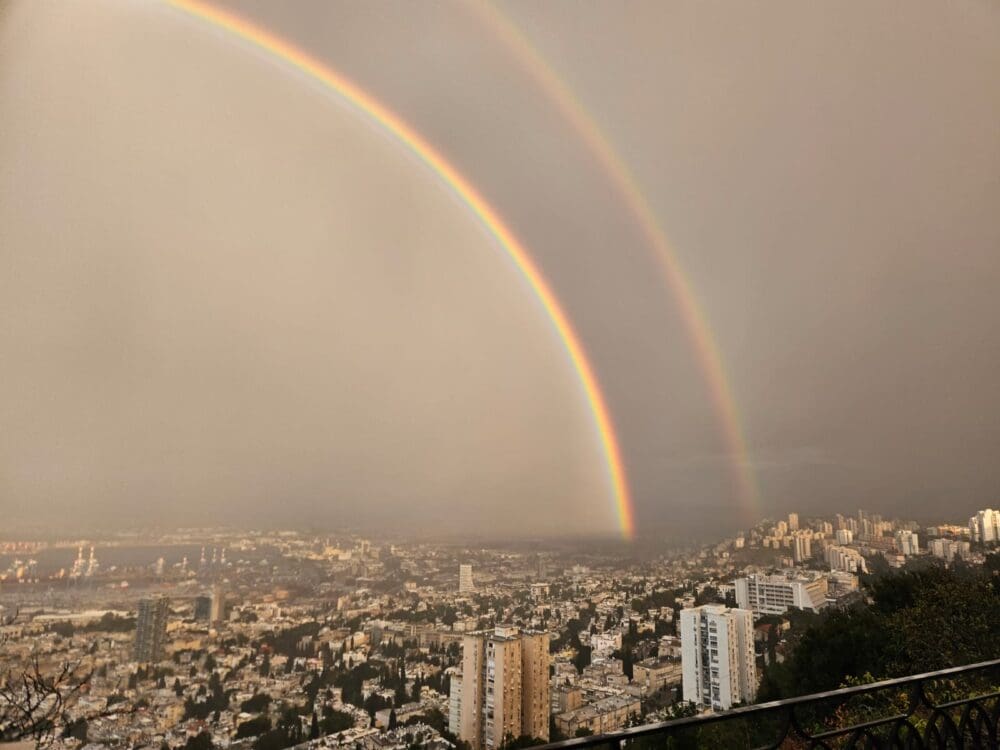 קשת כפולה בחיפה (צילום: תומר שלו)