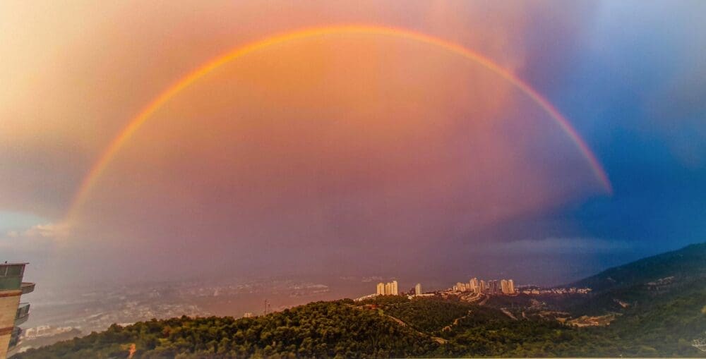 קשת כפולה מושלמת בחיפה (צילום: דודי מייבלום)