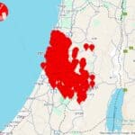 אזעקות בגוש דן – טיל מתימן יורט מחוץ לגבולות ישראל – 13/4/25 18:20  (מפה באדיבות מערכת צופר)