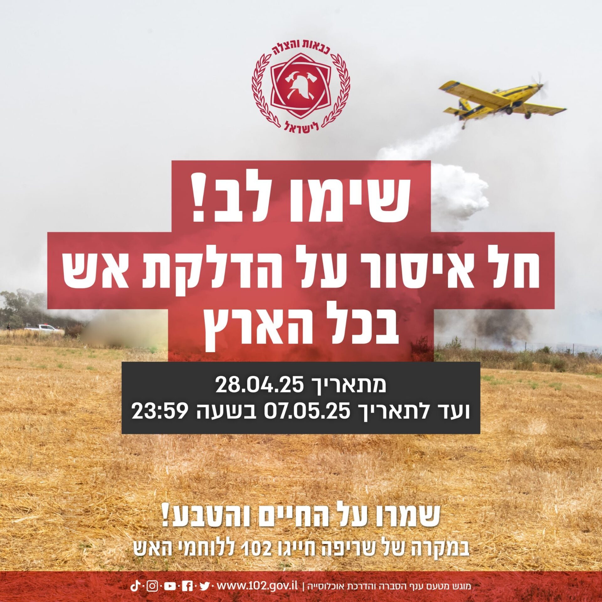 צו איסור הדלקת אש 28/4-7/5/2025