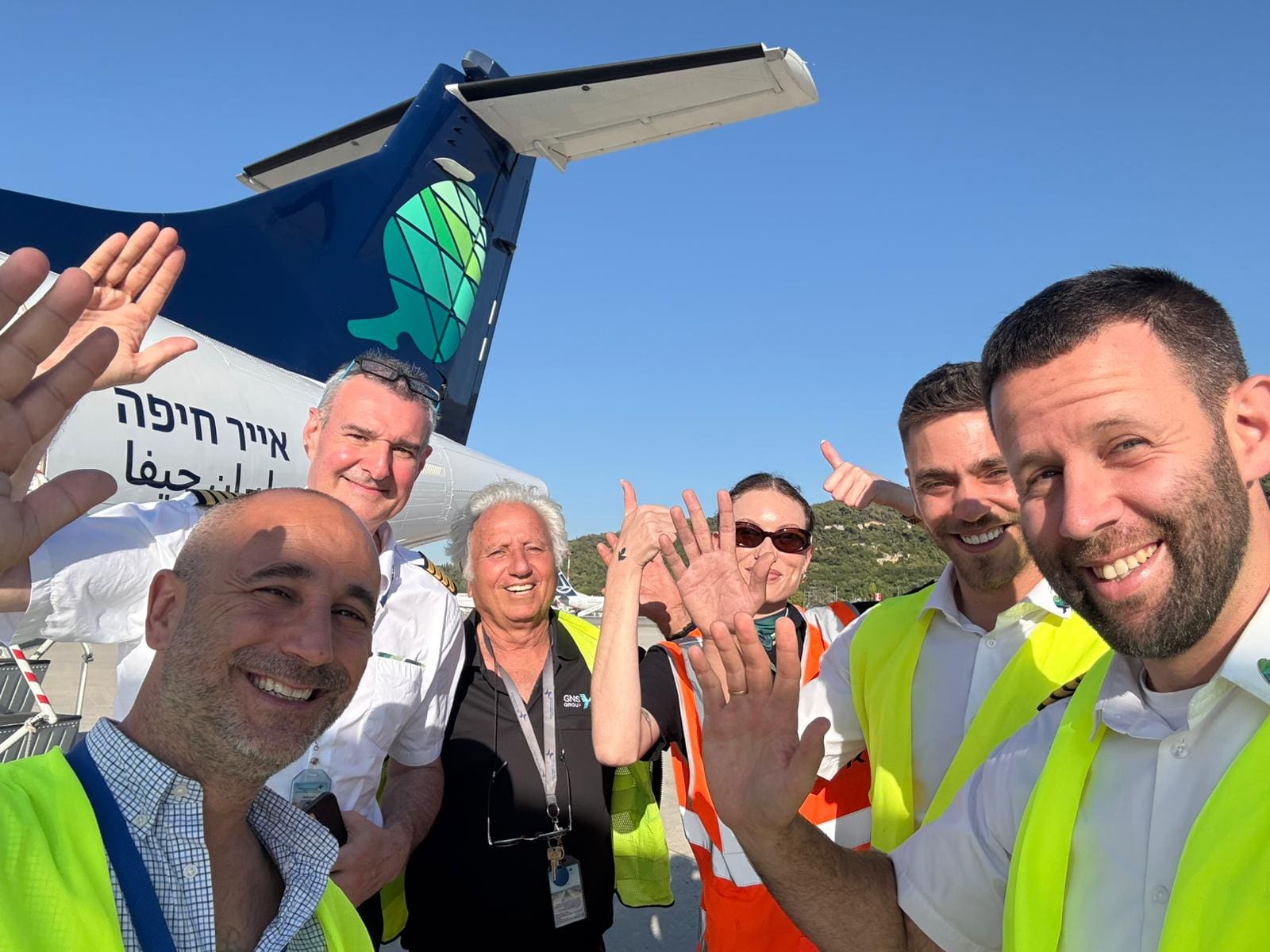 טיסת הבכורה של אייר חיפה נחתה באי רודוס 3/7/25 (צילום: שי גורן, אייר חיפה)