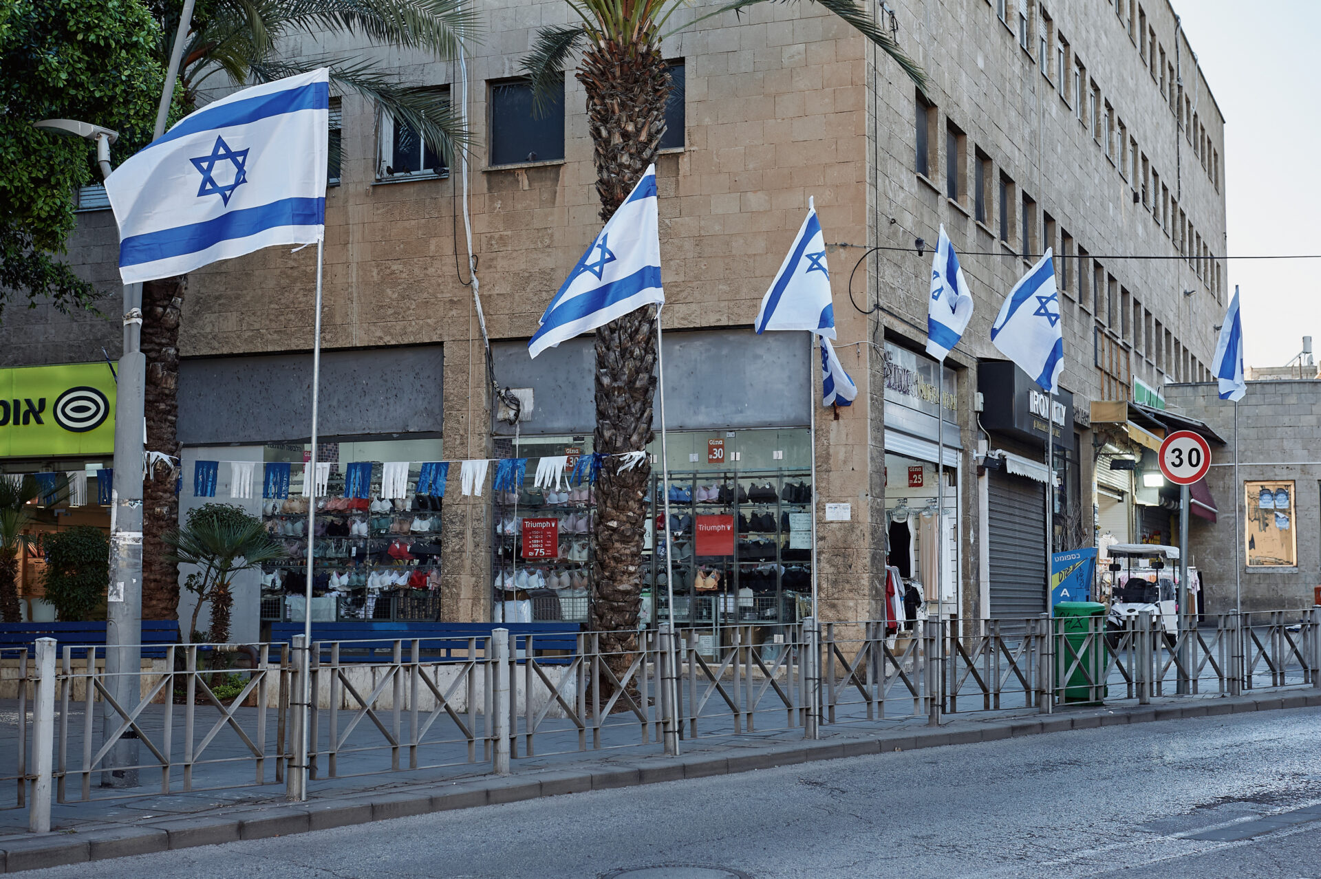 דגלי ישראל בבית הקרנות בהדר (צילום: שרון לייבל)