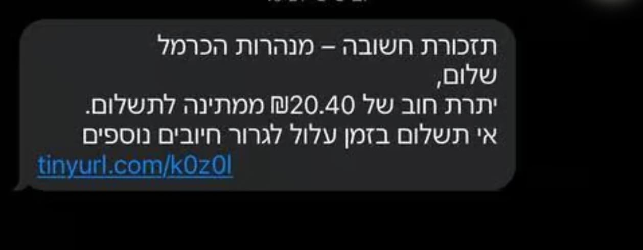 הודעת כזב (צילום מסך טלפון)