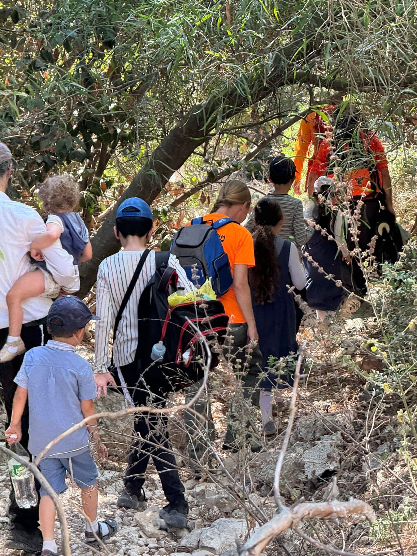 משפחה מחולצת מנחל לוטם (צילום: יחידת חילוץ גליל-כרמל)