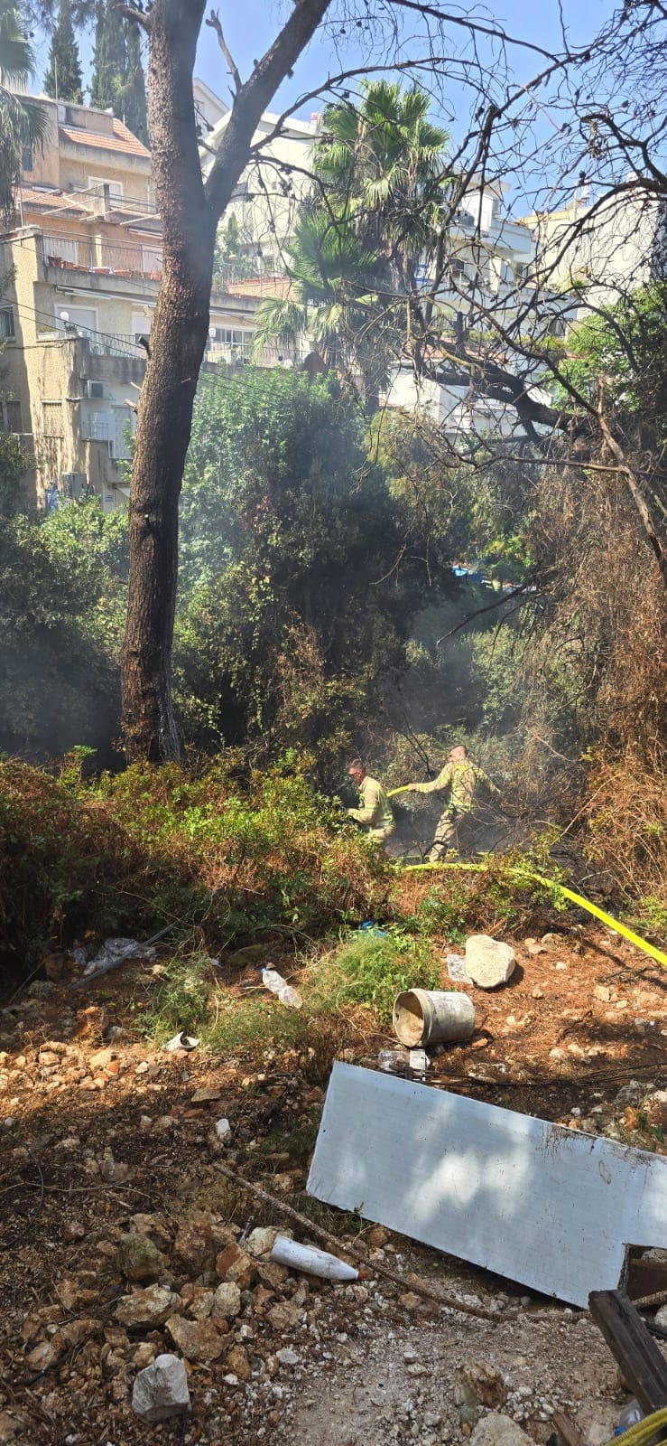 שריפה בשטח פתוח בחיפה בואדי בין רחוב קדימה-לילך-פינסקי בחיפה - 15/8/25 (צילום: קוראי חי פה בשטח)