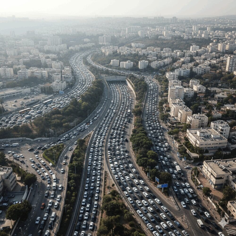 חיפה פקוקה לחלוטין (הדמיית מחשב)