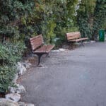 ספסל, ישיבה, צל, גן ציבורי, פארק, טבע עירוני, ירוק, חורשה, עצים, שבילים, דשא, נוף חיפה, מרכז הכרמל, שכונה, רחובות חיפה, תרבות, פנאי, בילוי, טיול רגלי, תצפית, הר הכרמל, מניה שוחט, מרכז הכרמל, מוריה