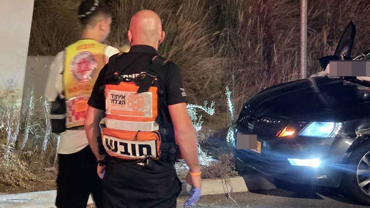 שני צעירים אותר ירויים מתחת לכביש 2, סמוך לנחשולים (צילום: איחוד הצלה)