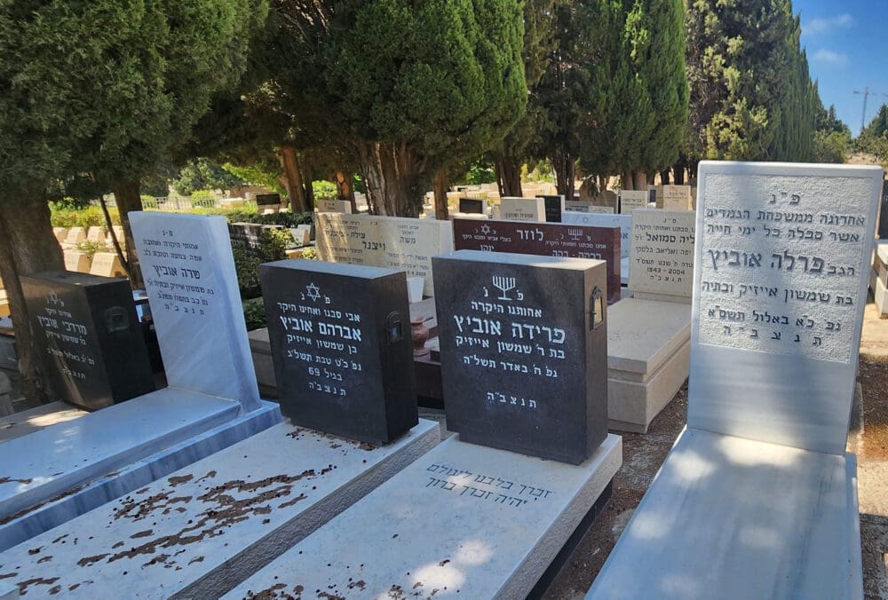 אזור הקבורה של משפחת אוביץ בבית העלמין שדה יהושע, (צילום: אביגדור קורנבוים)