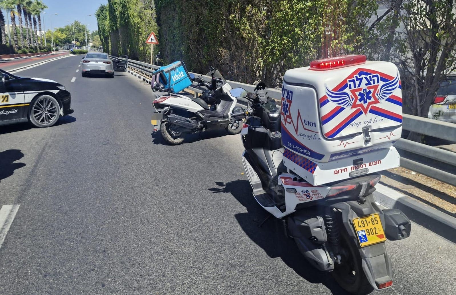 תאונת אופנוע בדרך עכו חיפה (צילום: ארגון הצלה)