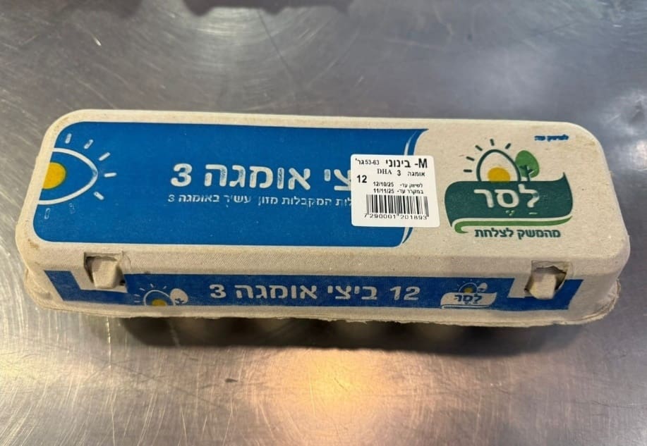 קרטון ביצים אומגה 3 לסר (צילום: משרד הבריאות)