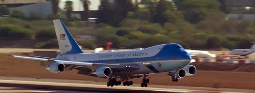 מטוסו של הנשיא טראמפ Airforce one נחת בישראל (צילום- רשתות חברתיות)