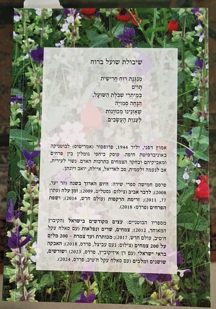 אמוץ דפני - "שיבולת שועל ברוח" שירו על כריכת ספר (צילום: רחלי אורבך)