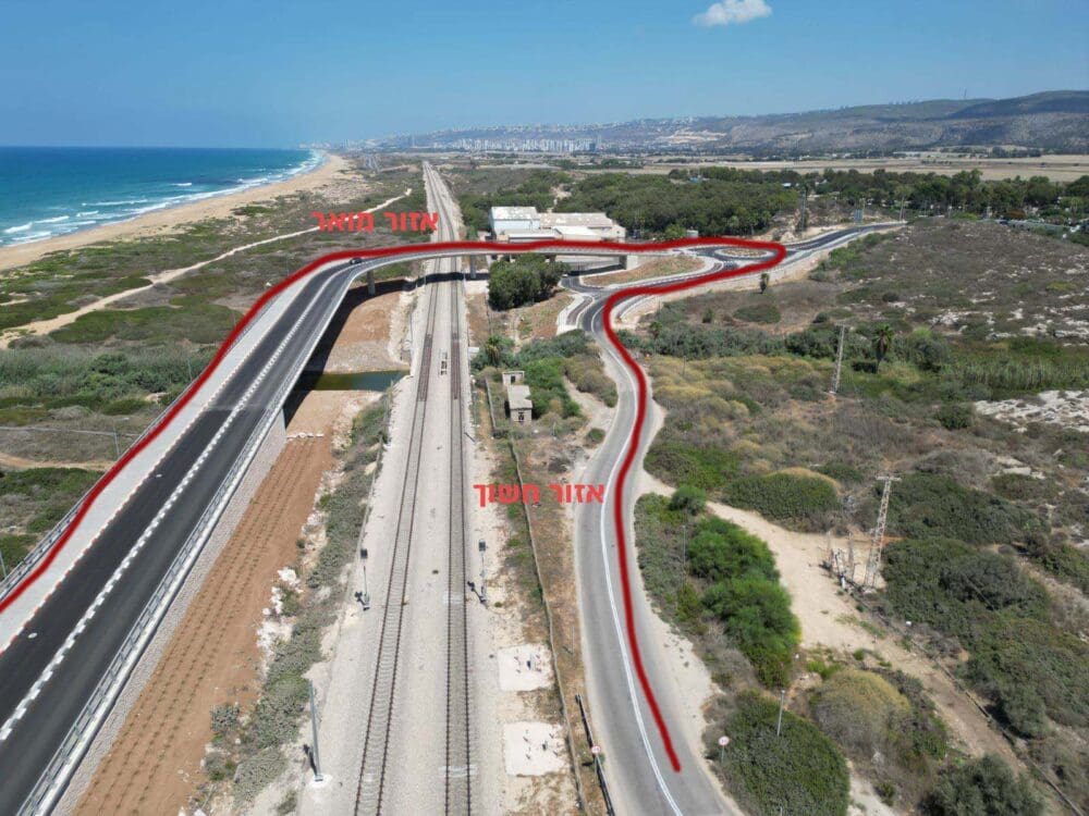 מעקף רגלי צפונה אל המחלף ואז חזרה דרומה (צעידה משוערת של 700 מטרים) (צילום: רכבת ישראל)