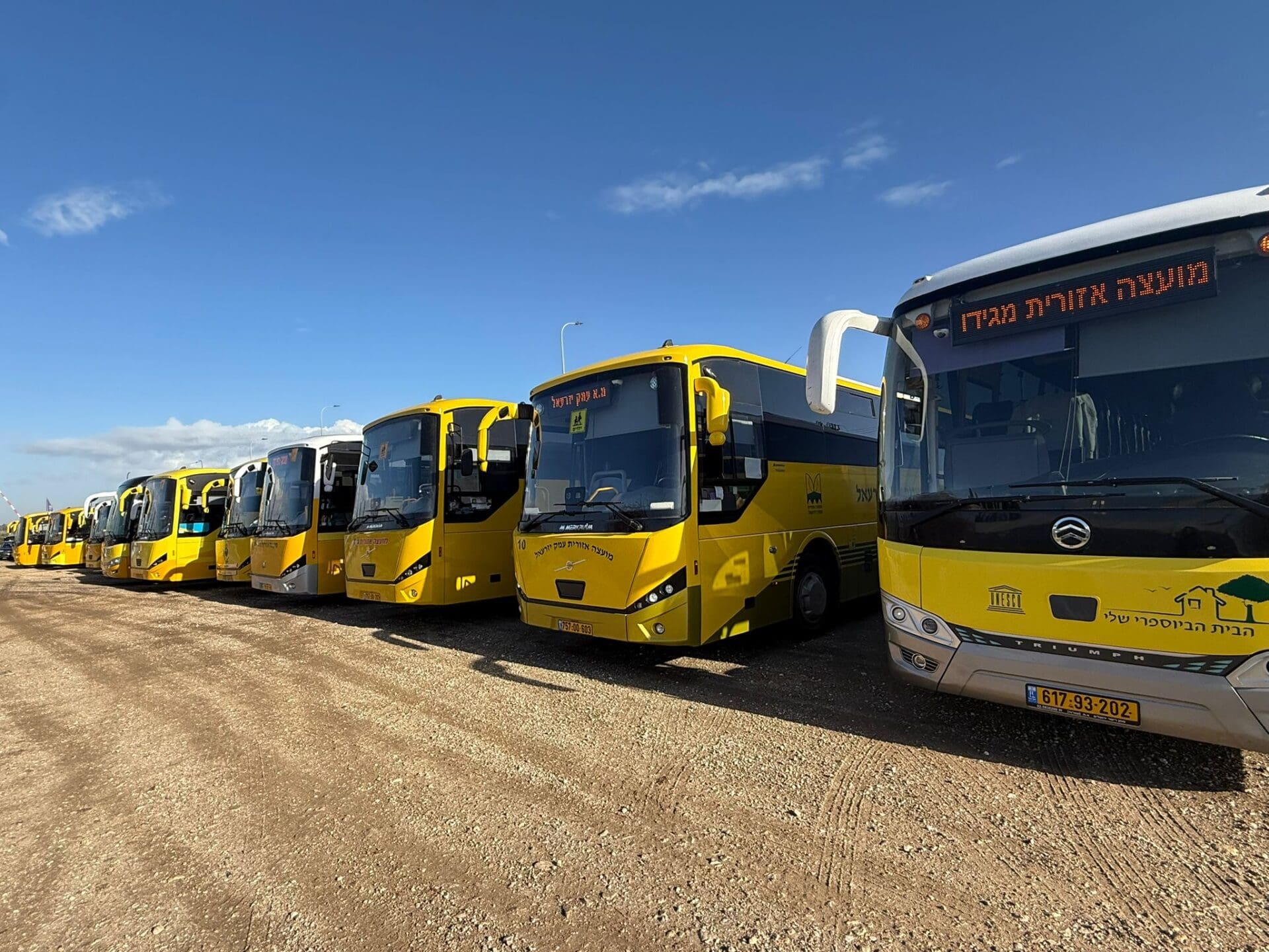 אוטובוסים צהובים (צילום: מרכז השלטון האזורי)