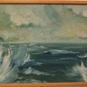 סופת ביירון – ציור: ים רועש, 1983 שמן על בד 35X23 (ציור וצילום: רחלי אורבך)