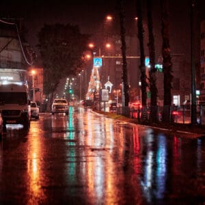 גשם, דצמבר, כביש, הצפה, שלולית, חורף, רטוב, סכנה, הצפה, הצפות