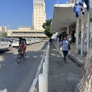 Cyclist_outside_train_station_haifa_central