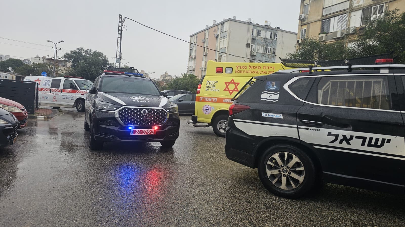 ניידות מד"א ומשטרה במקום האירוע (צילום: מד"א)