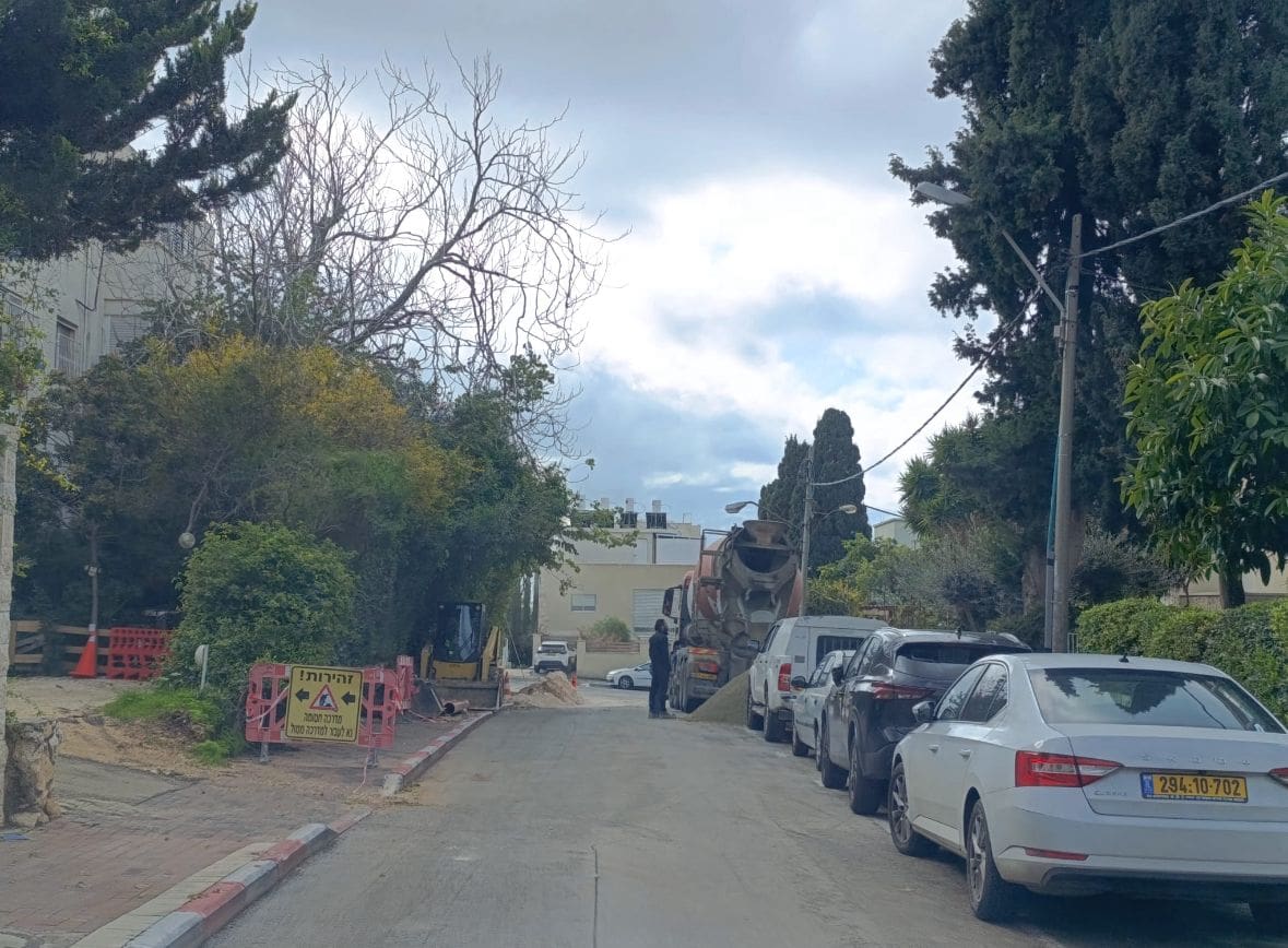 מדרכה חסומה בשכונת כרמליה (צילום: אלבום פרטי)