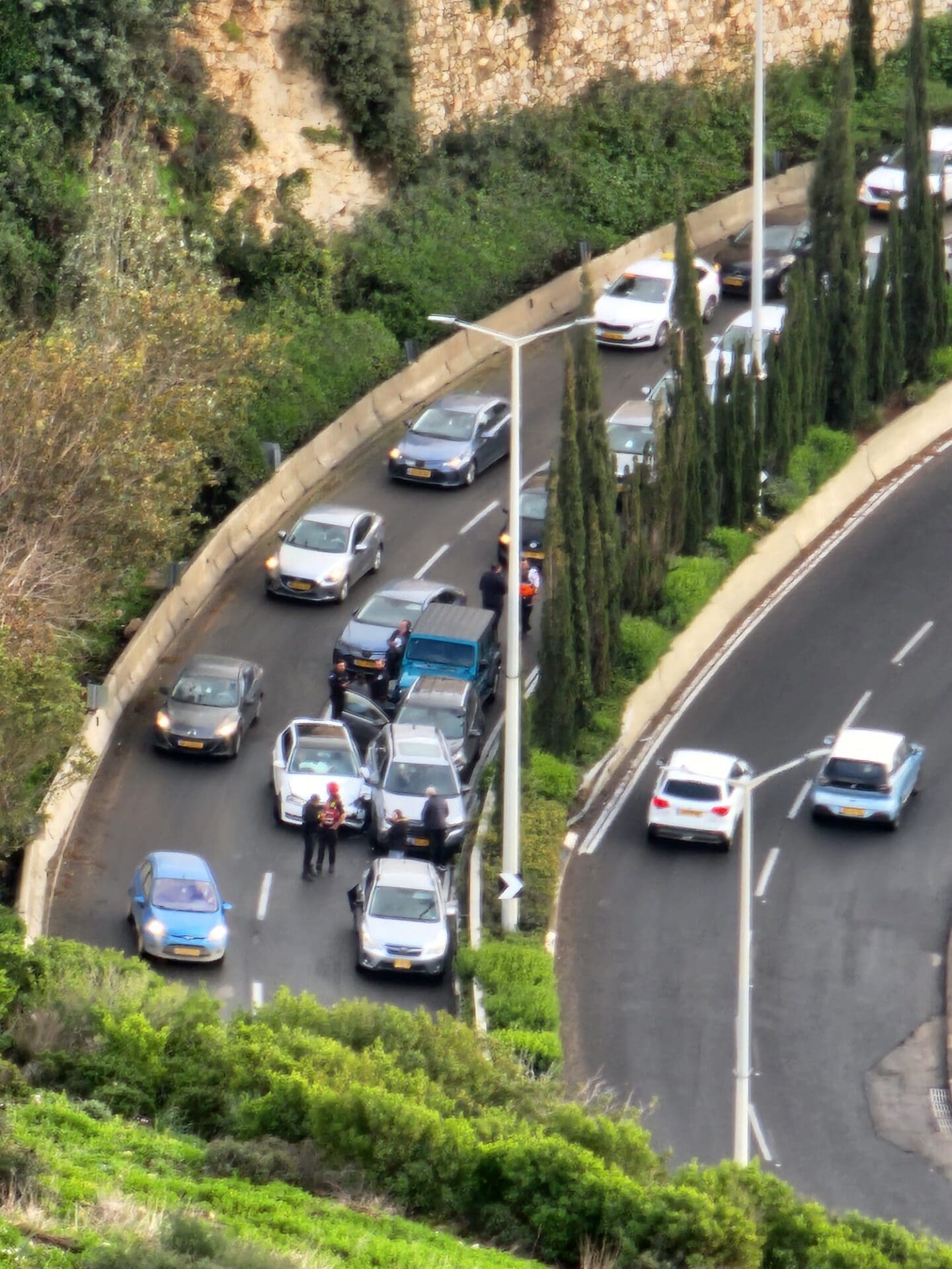 תאונת שרשרת בדרך פרויד בחיפה - 28/1/26 (צילום: איילת ברשץ)