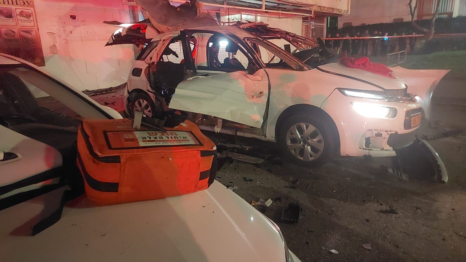 פיצוץ רכב בקריית ים (צילום: איחוד הצלה)