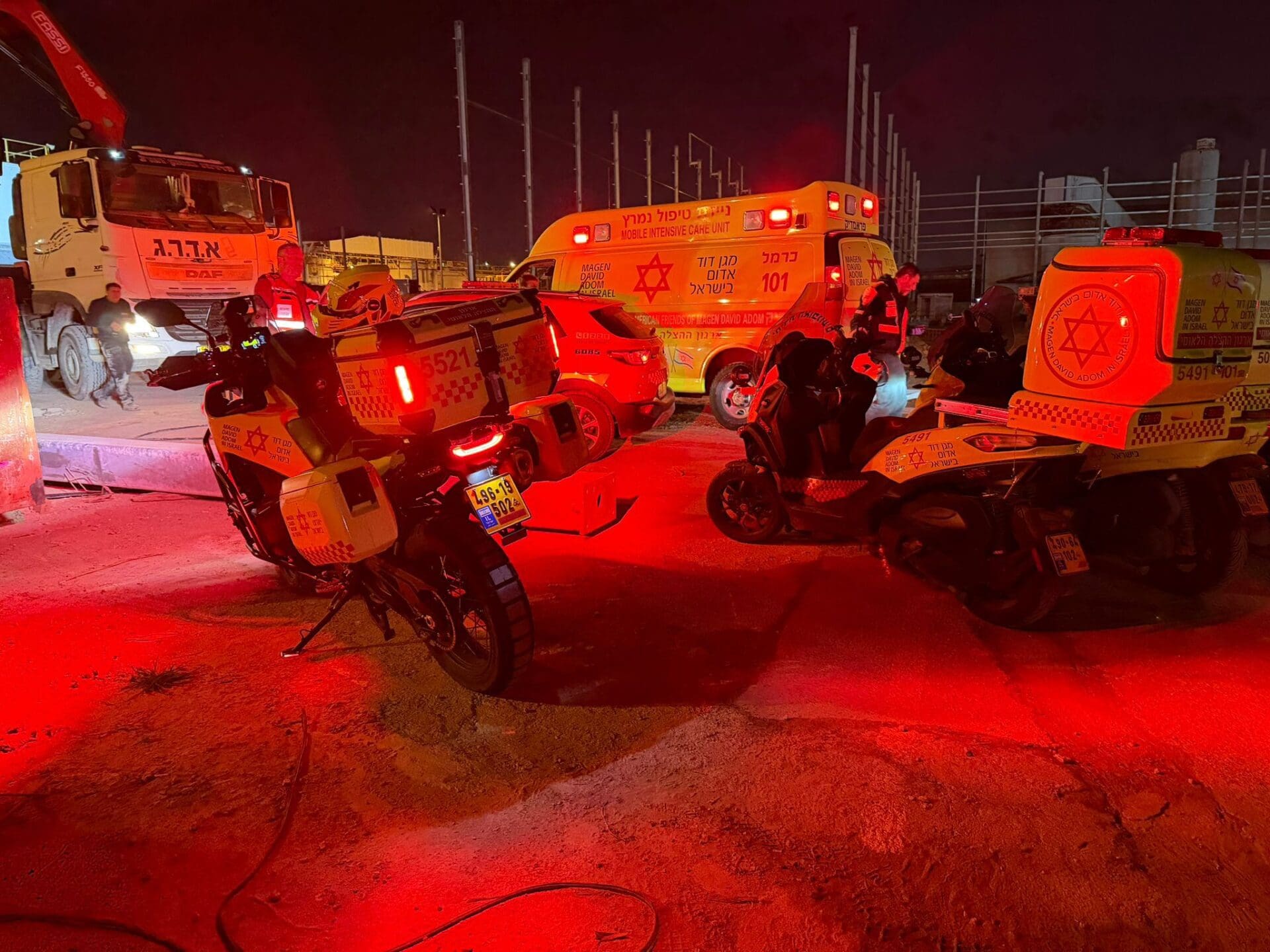 פועל נהרג מפגיעת חפץ כבד ברחוב הגביש בחיפה 12/3/26 (צילום: מד״א)