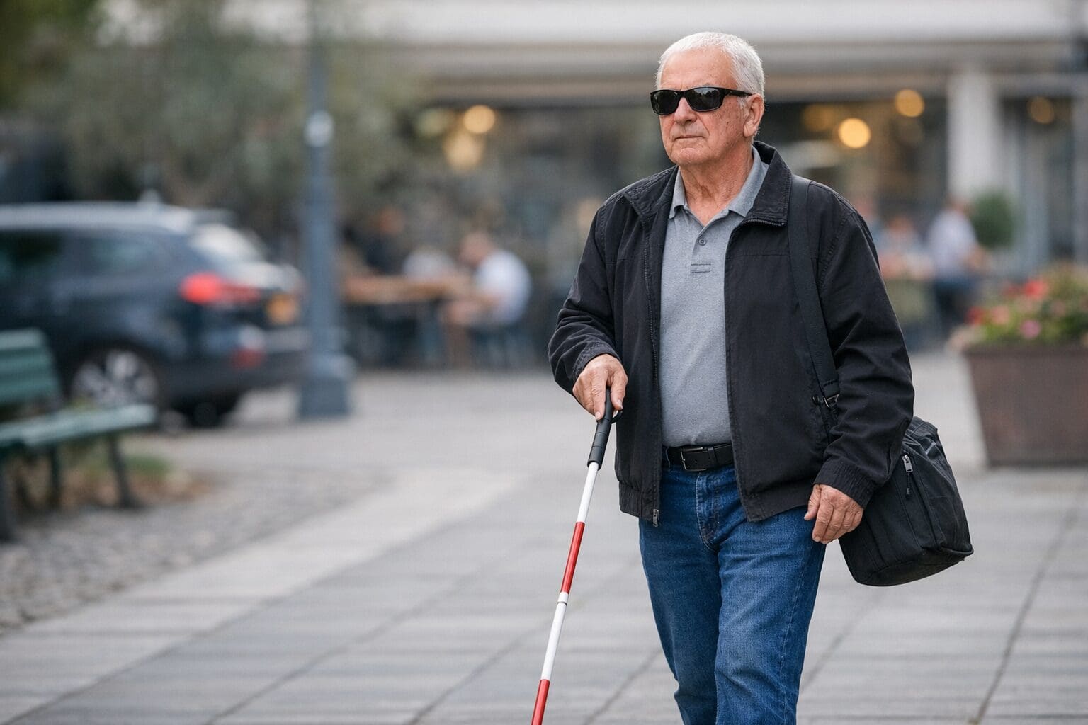 אדם עיוור עם מקל (AI)