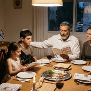חג הפסח וליל הסדר בעת המלחמה (צילום: נוצר בתוכנת a.i. ע"י רחלי אורבך)