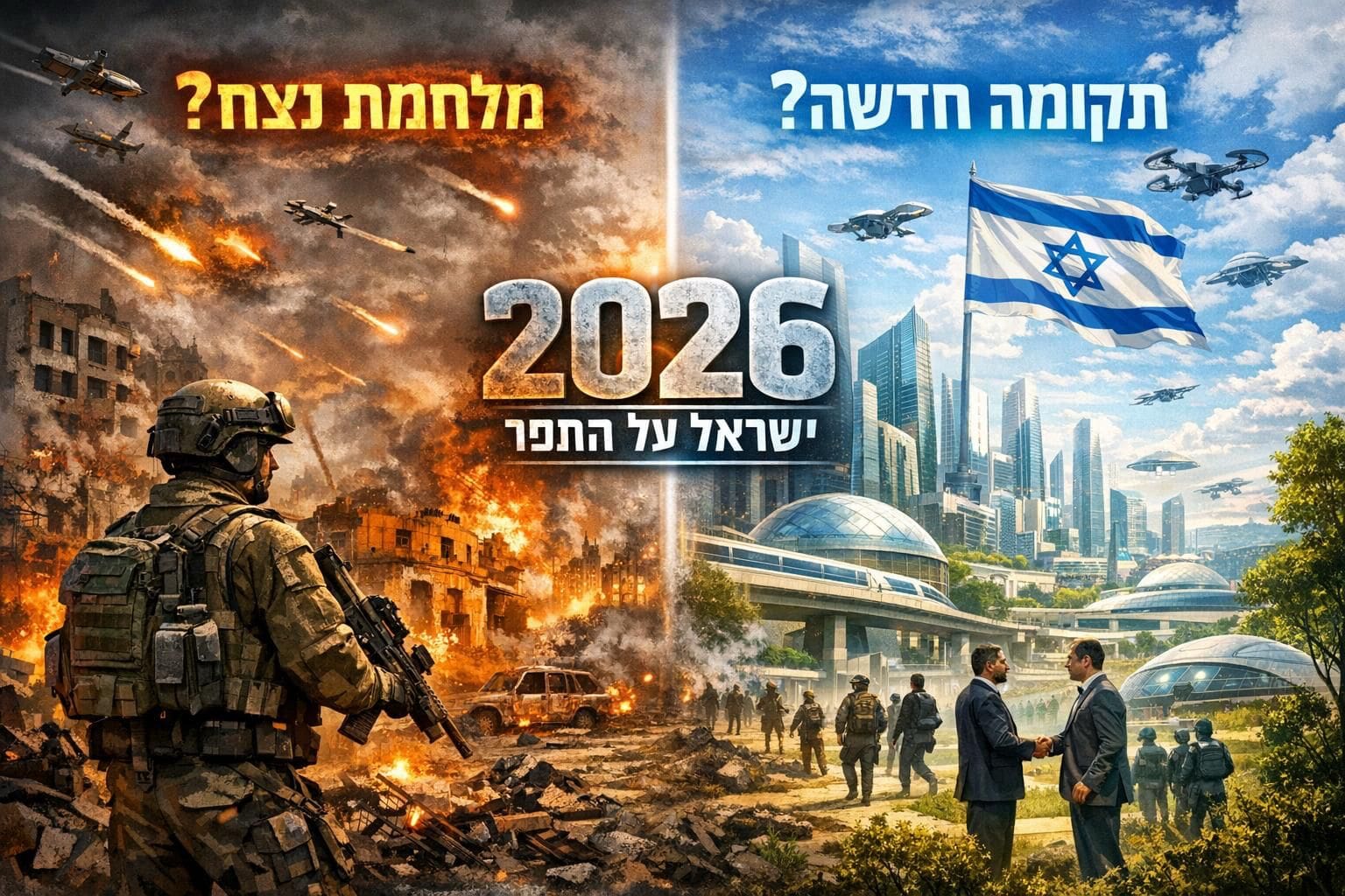 האמת על 2026: ישראל בדרך למלחמת נצח - או לזינוק היסטורי שלא נראה כאן? (יצירת AI - יעקב רוב)
