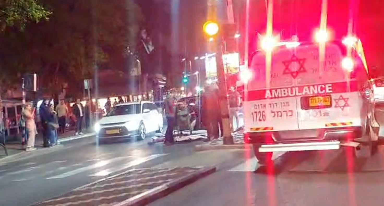 הולכת רגל נפגעה מרכב בציר מוריה בחיפה9/4/26 (צילום - קוראי חי פה בשטח)