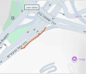 מפת כביש דרך נחל הגיבורים ודרך שמחה גולן (מקור: גוגל מפות)