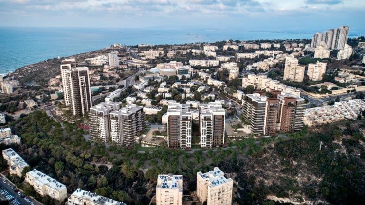 הדמיית הפרויקט ברחוב אמיל זולא בשכונת רמת שאול במערב חיפה(גיורא גור אדריכלים, 3division)