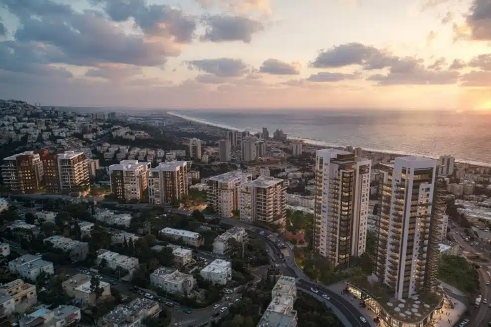 הדמיית הפרויקט ברחוב אמיל זולא בשכונת רמת שאול במערב חיפה(גיורא גור אדריכלים, 3division)