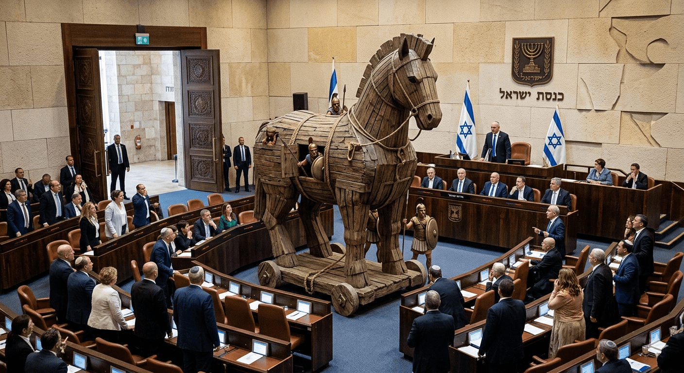 סוס טרויאני בכנסת (יצירת AI - יוס ברגר)