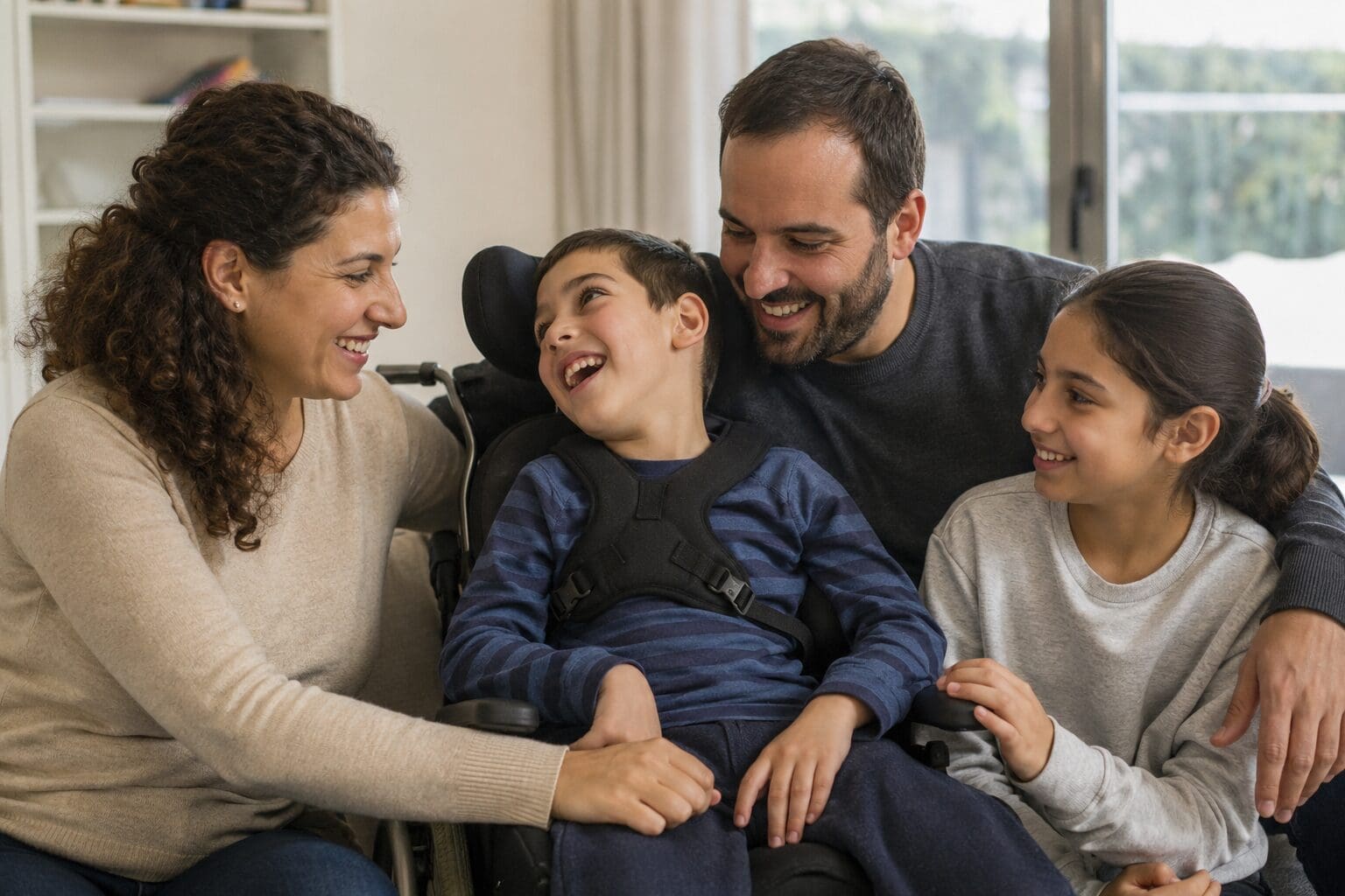 משפחה עם ילדים בעלי צרכים מיוחדים ( AI)