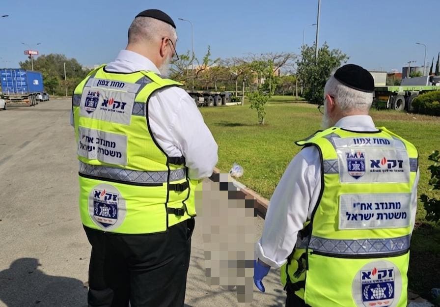 מתנדבי זק״א טיפלו בזירה טראגית בקריית חיים - מתנדבי זק״א מחוז צפון, טיפלו בשעות הבוקר בכבוד המת בזירה טראגית, בקריית חיים 10/5/26 (צילום: דוברות זק״א)
