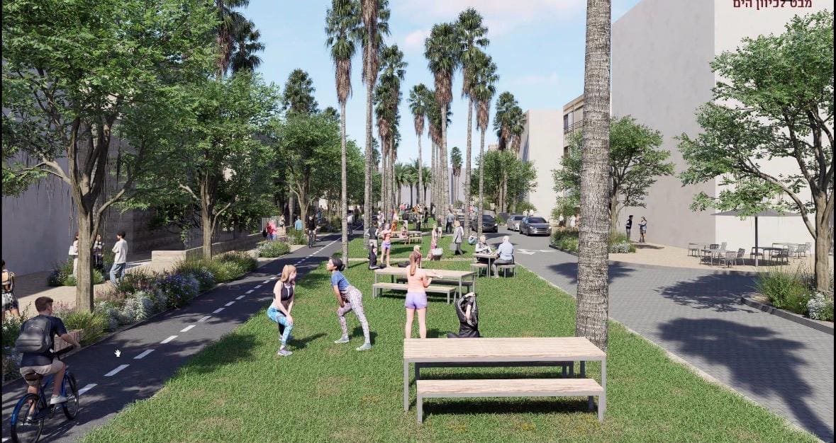 הדמייה ראשונית לשדרת בת גלים (צילום: אב אדריכלות נוף)